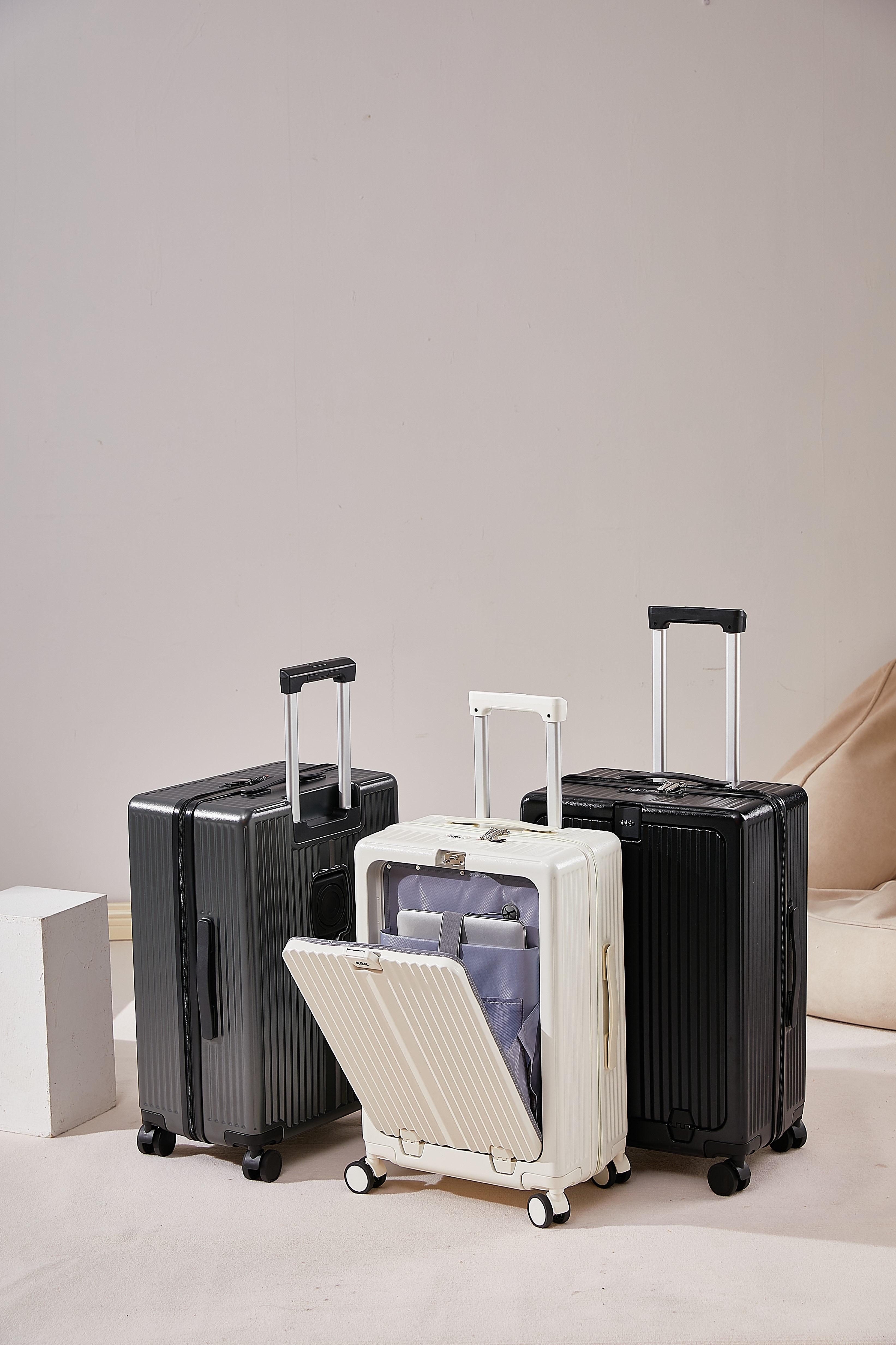 4 st abs pc-bagageset valise med främre laptopficka för affärsresa