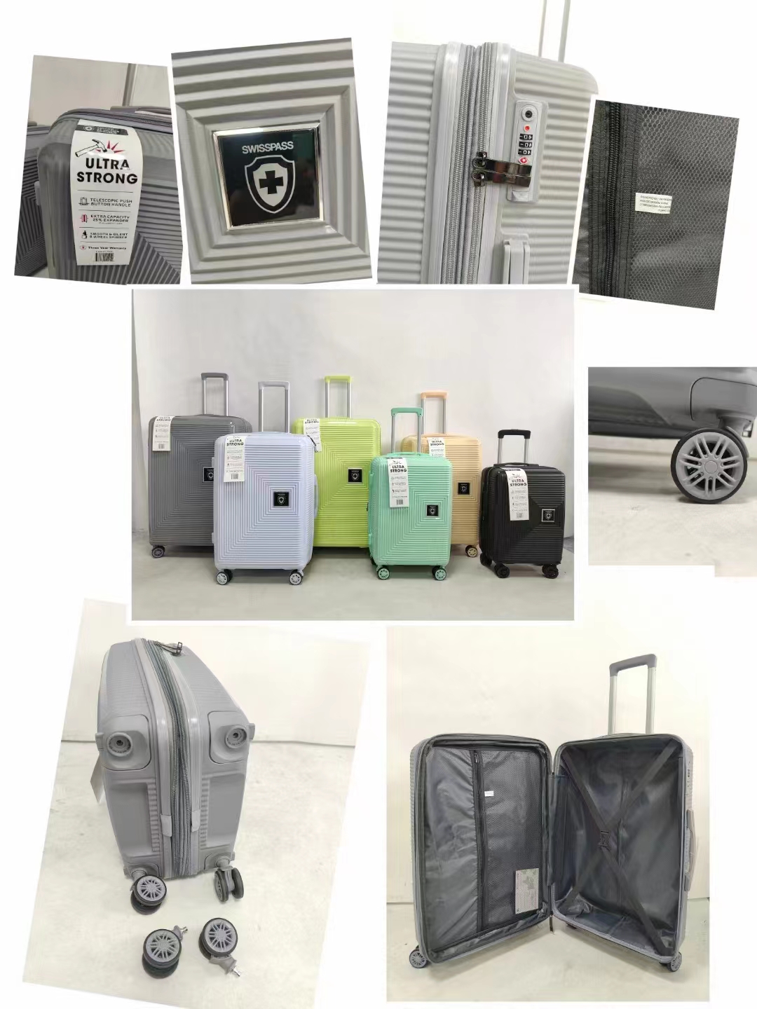 4 st PP polypropen vagn bagage resväska set tillverkar anpassade